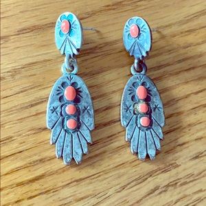 💝✨Vintage Sterling Sliver Coral Stone Earings✨